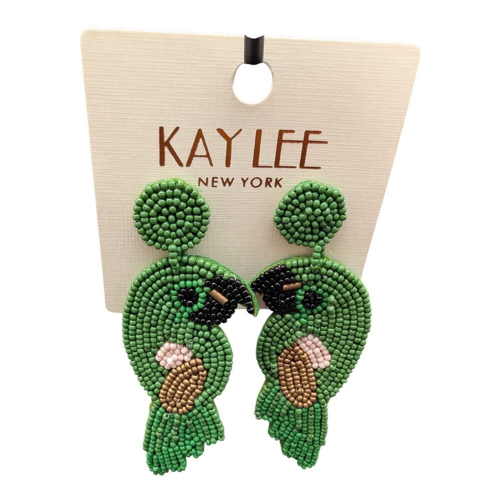Kay Lee New York Beaded Parrot Earrings